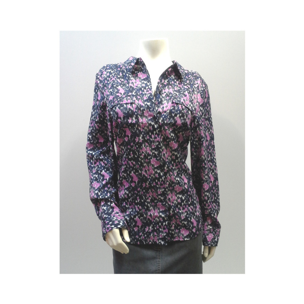 Ann Taylor Navy Purple Print Blouse